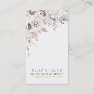 Carte De Référencement Rose Pâle Aquarelle Élégante Florale Référez un Am