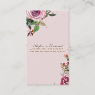 Carte De Référencement Rose Pâle Doré Fleurs Moderne Parrainer une Amie