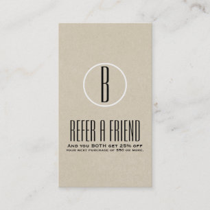 Carte De Référencement Rustique Kraft Brun Minimal Référer un ami Référen