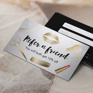 Carte De Référencement Salon de beauté moderne d'or et d'argent de la