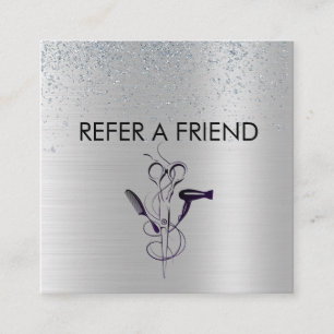 Carte De Référencement Salon de beauté Parties scintillant argent