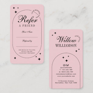 Carte De Référencement Salon de Beauté Spa Script Vintage Rose Pâle Tenda