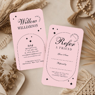 Carte De Référencement Salon de Beauté Spa Script Vintage Rose Pâle Tenda