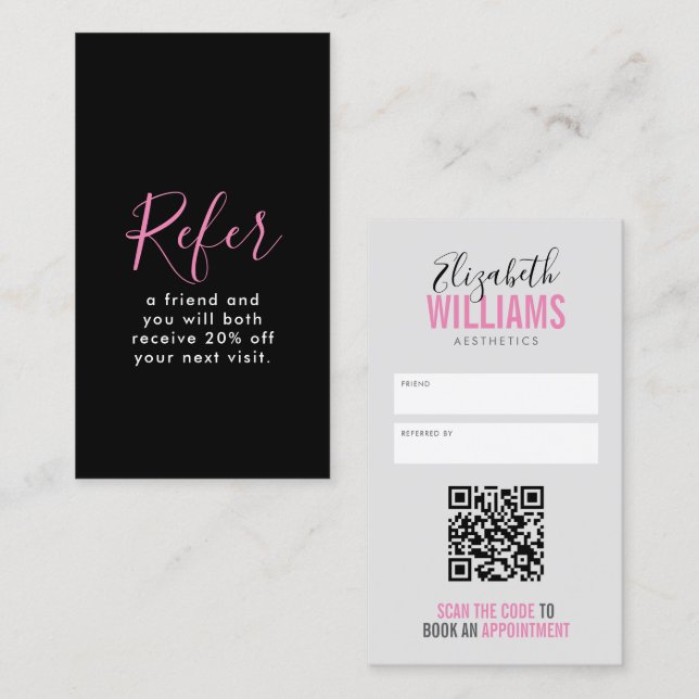 Carte De Référencement Salon esthétique de beauté QR Code Rendez-vous (Devant / Derrière)