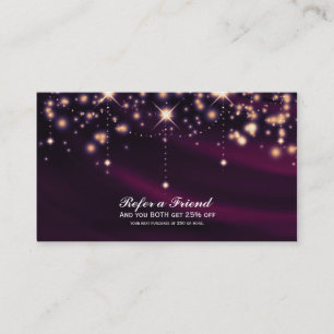 Carte De Référencement Salon Purple Silk & Gold Sparkle Référer Un Ami