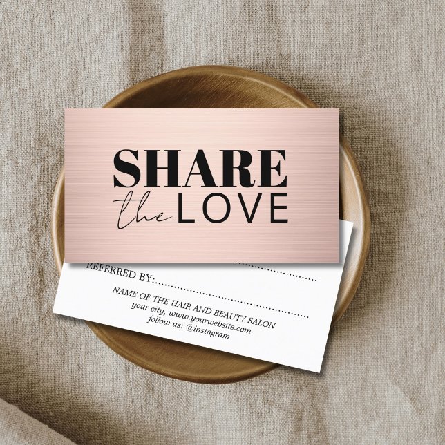 Carte De Référencement Salon Rose Gold Faux Élégant Gras (Créateur téléchargé)
