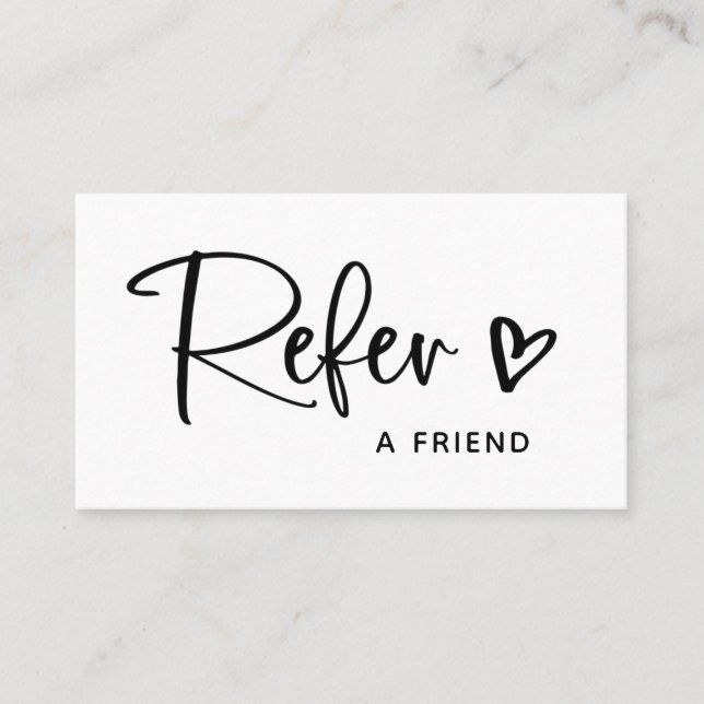 Carte De Référencement Script et coeur noir et blanc| (Devant)