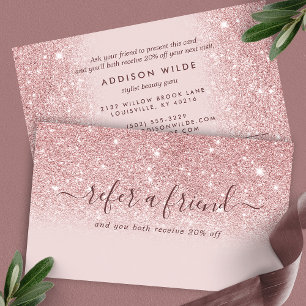 Carte De Référencement Script Signature Fard Rose Pailleté Moderne Fémini