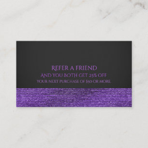 Carte De Référencement Séquins de glam moderne violet et gris aiguise un