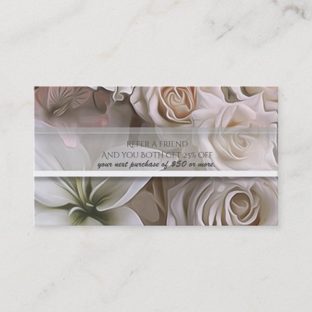 Carte De Référencement Shabby Chic Rose Floral Élégant Référer Un Ami (Devant)