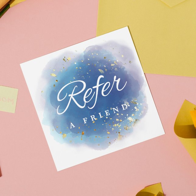 Carte De Référencement Signature holographique Script moderne Parties sci (Holographic Signature Script Modern Glam Glitter Referral Card
)