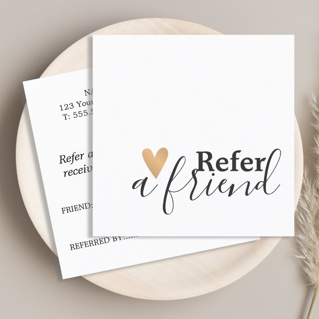 Carte De Référencement Simple Elegant Black White Gold Heart (Créateur téléchargé)