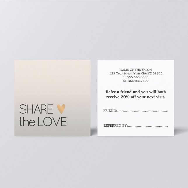 Carte De Référencement Simple Elegant Faux Silver Gold Heart (Créateur téléchargé)
