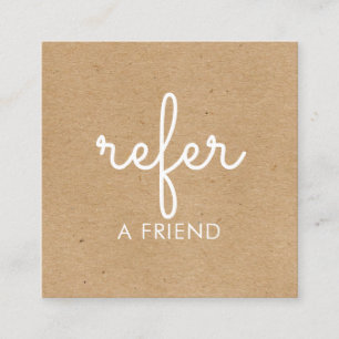 Carte De Référencement Simple Elegant Référer un ami Rustic Kraft
