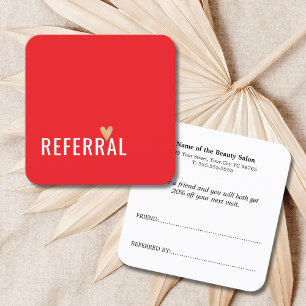 Carte De Référencement Simple Élégant Rouge Blanc Cœur en Or Faux