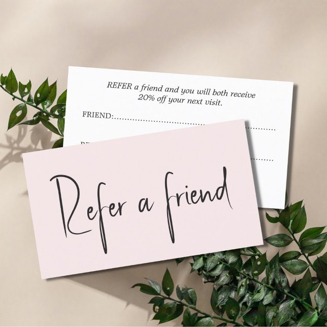 Carte De Référencement Simple minimaliste Élégant Rose pâle blanc (Créateur téléchargé)