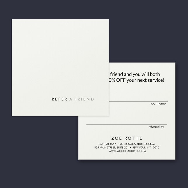 Carte De Référencement Simple moderne blanc recommander un ami (Créateur téléchargé)