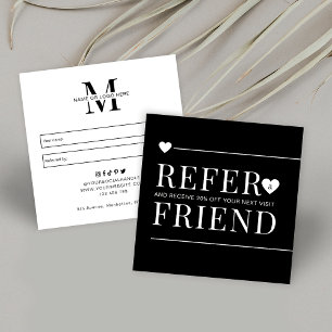 Carte De Référencement Simple Noir & Blanc Référer un artiste de maquilla