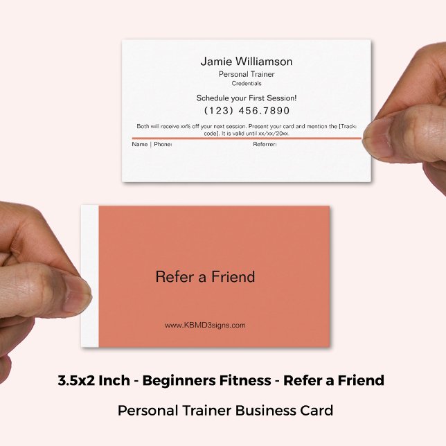 Carte De Référencement Simple recommander un ami brûlé orange et blanc (3.5x2 Inch, Simple Refer a Friend Burnt Orange & White Referral Card)
