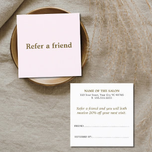 Carte De Référencement Simple Rose Pâle Élégant Or Antique