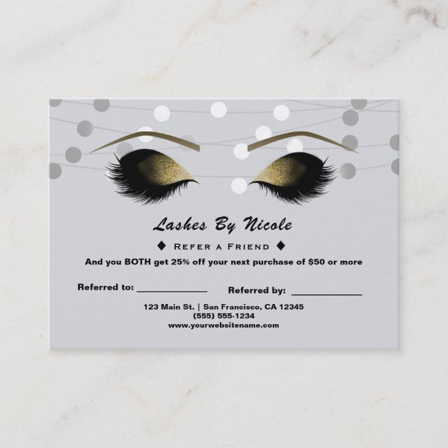 Carte De Référencement Soins après-pose Silver White Lights Lashes Référe (Devant)