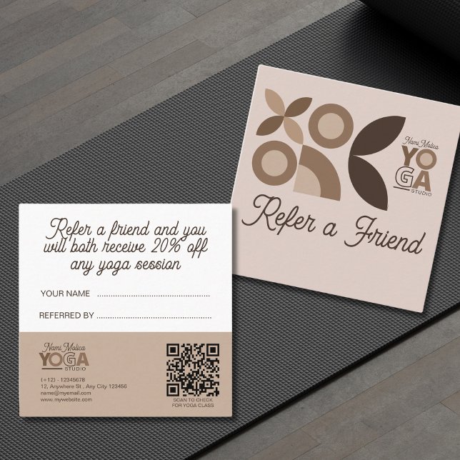 Carte De Référencement Studio de Yoga Motif Brown beige moderne (Créateur téléchargé)