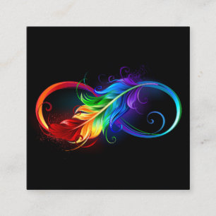 Carte De Référencement Symbole d'infini avec plume arc-en-ciel
