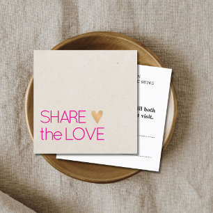 Carte De Référencement Textes minimaux Élégants Beige Rose Faux Or Coeur