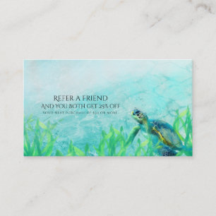 Carte De Référencement Tortue de mer Élégant plage océanique Réferer un a
