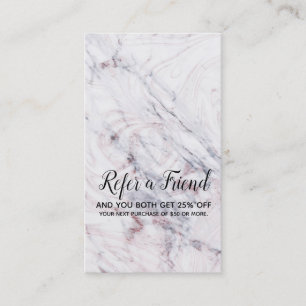 Carte De Référencement Touche de marbre blanc et gris Rose Référer un ami