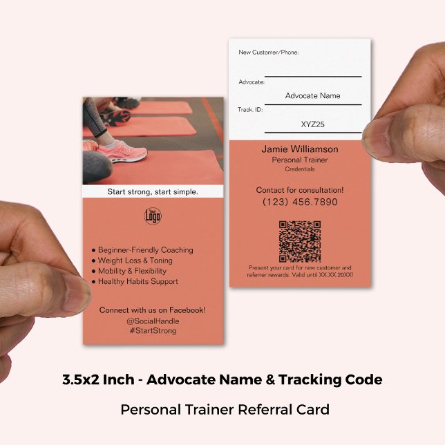 Carte De Référencement Transformer Les Clients Débutants En Avocats (3.5x2 Inch, Turn Loyal Fitness Beginner Clients Into Advocates Referral Card)