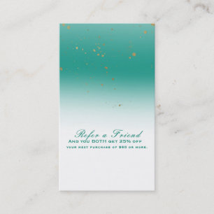 Carte De Référencement Turquoise & Or Moderne Glamour Chic Parrainez un(e
