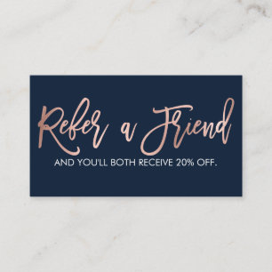 Carte De Référencement Typographie moderne or Rose simple Marine Bleu