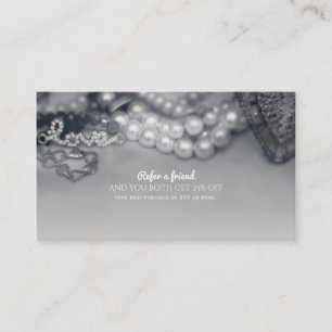 Carte De Référencement Vintage Glam Black & White Pearls Référer un ami