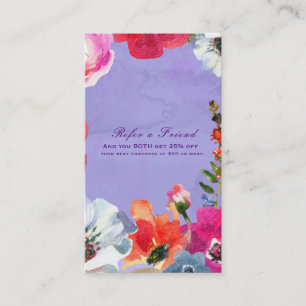Carte De Référencement Violet Floral Pop Chic Peinture Gras Parrainage d'