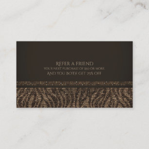 Carte De Référencement Zebra Sparkle Marron Or Glam Chic Parrainer un ami