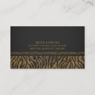 Carte De Référencement Zèbre Paillettes Pailletées Glam Chic Réferer un a