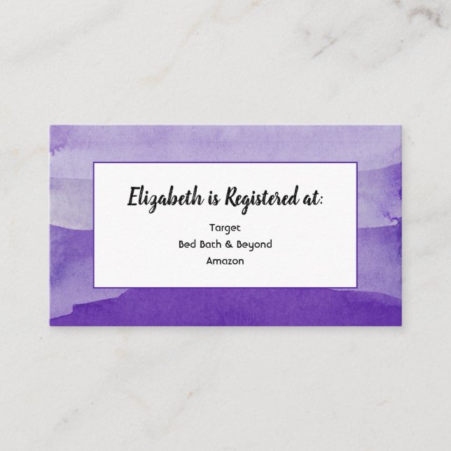 Carte de registre aquarelle violette (Devant)