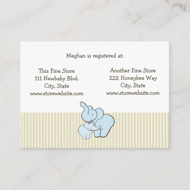 Carte de registre baby shower Blue Elephant Hugs (Devant)