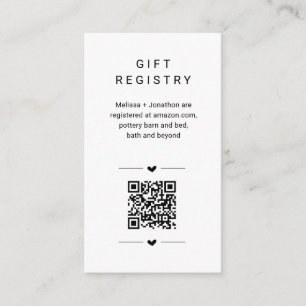 Carte de registre cadeau de code QR unique Inserti