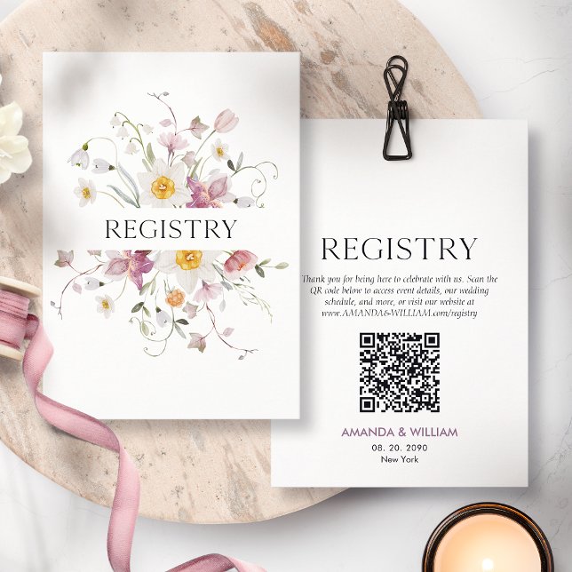 Carte de registre de mariage floral élégant (Créateur téléchargé)