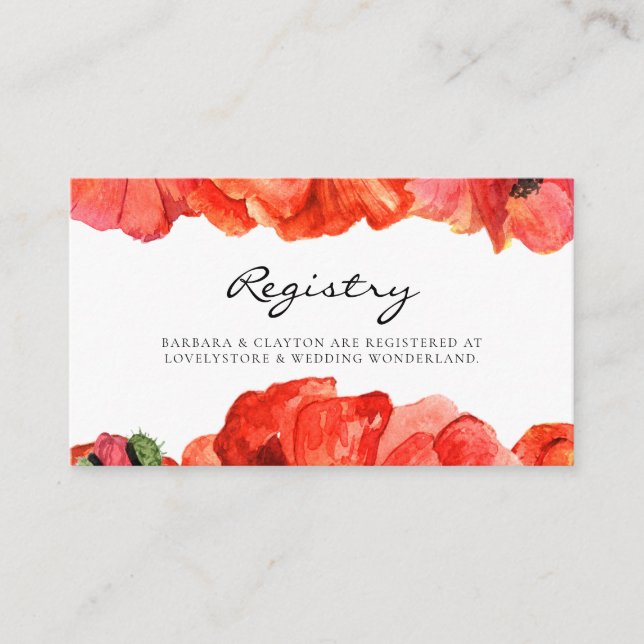 Carte de registre mariage de couleur d'aquarelle r (Devant)