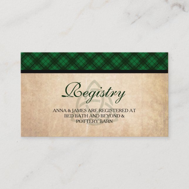 Carte de Registre Mariage Plaid Celtic (Devant)