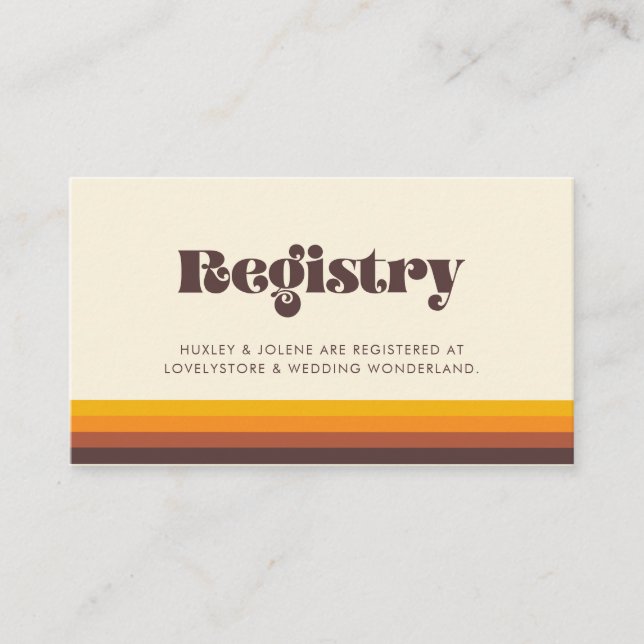 Carte de registre mariage Retro 60s couleurs vinta (Devant)