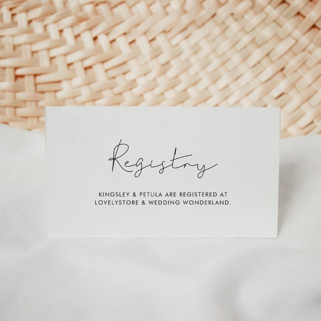Carte de registre minimaliste mariage manuscrit (Minimalist handwritten wedding registry card)