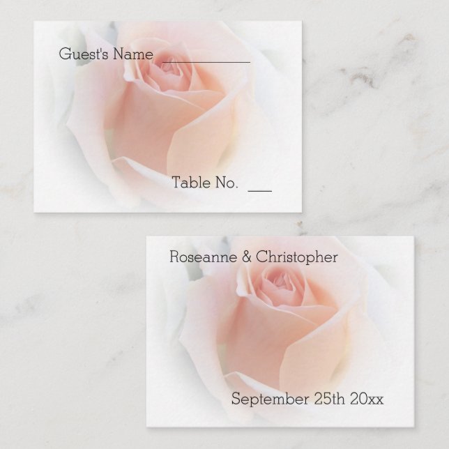 Carte de réglage de la place mariage Peach rose Ro (Devant / Derrière)