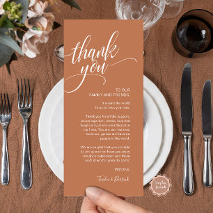 Carte de réglage du Merci du dîner de répétition