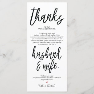 Carte de réglage du Merci Mariage dessiné à la mai