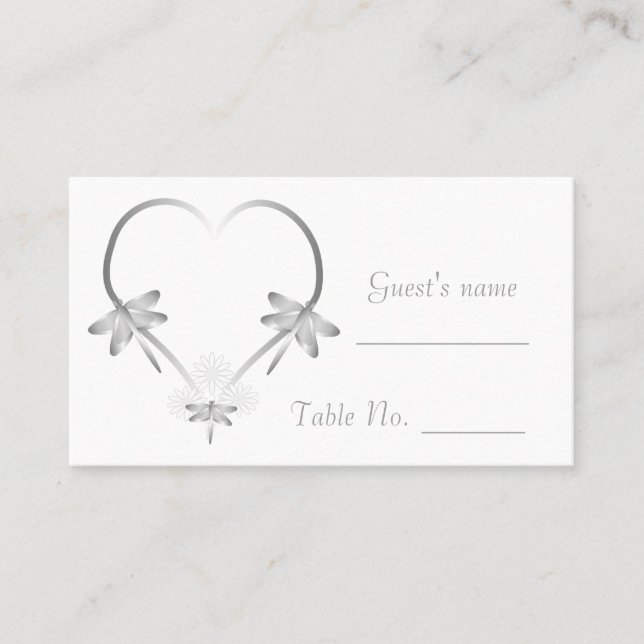 Carte de réglage mariage Place Dragonflies d'argen (Devant)
