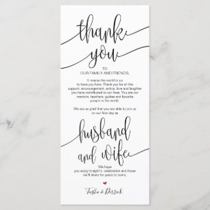 Carte de réglage Merci pour dîner Mariage
